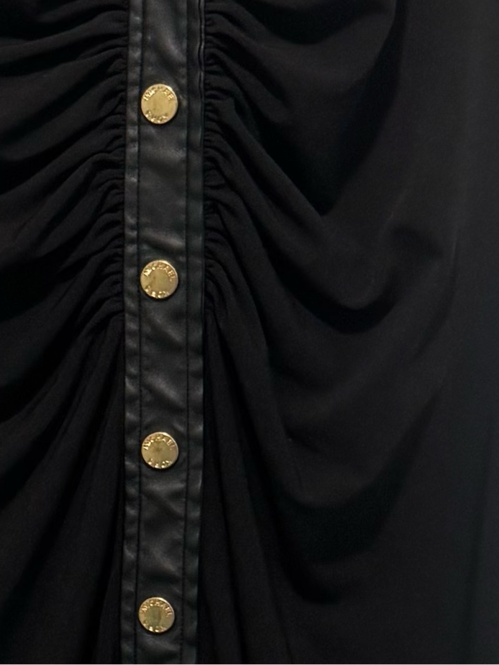 Michael Kors Button-Front Midi Shirt Dress with Faux Leather Trim - Picture 5 of 9
